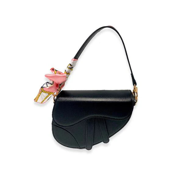 Doe A Dear Girls Black Saddle Purse