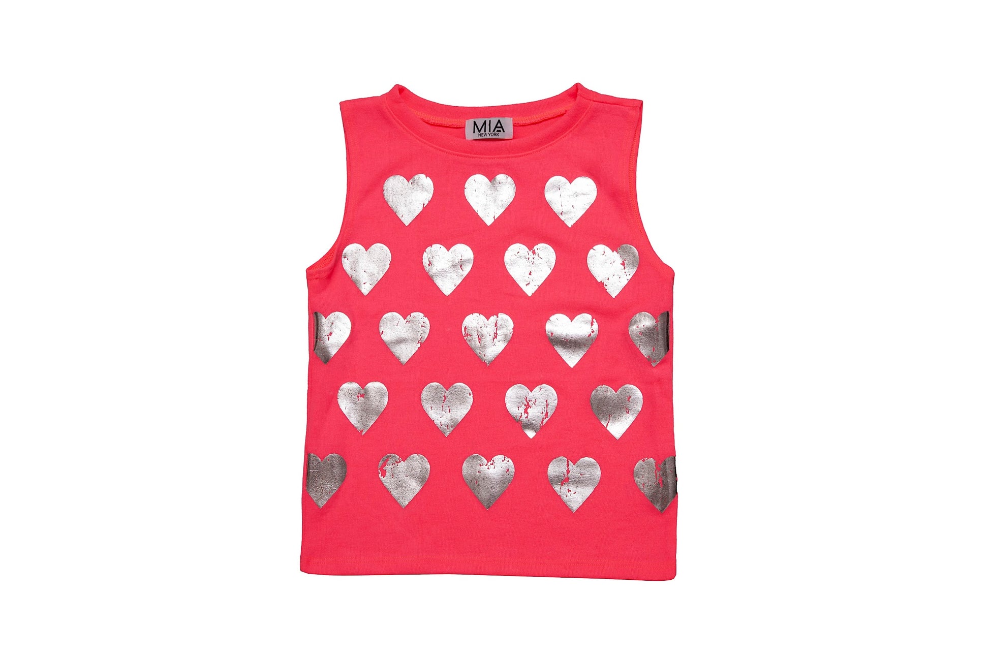 MIA New York Foil Hearts Neon Hacci Tank Top