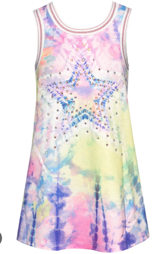 Baby Sara Tie Die Star Rhinestone Dress