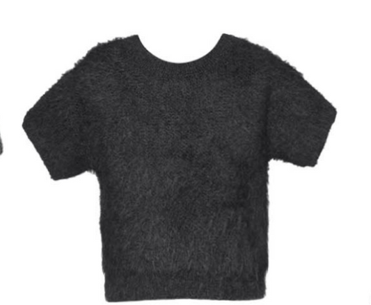 Hannah Banana Girl's Black Fuzzy Sweater Top