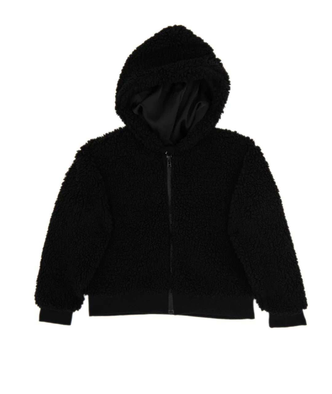 black hooded sherpa jacket flowers by zoe - black sherpa kids jacket