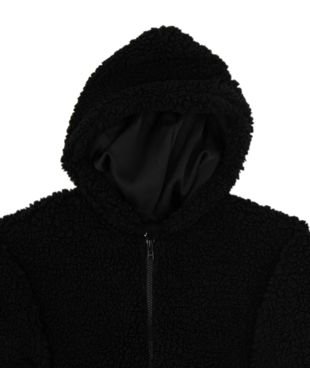 Black Hooded Sherpa Jacket Flowers by Zoe