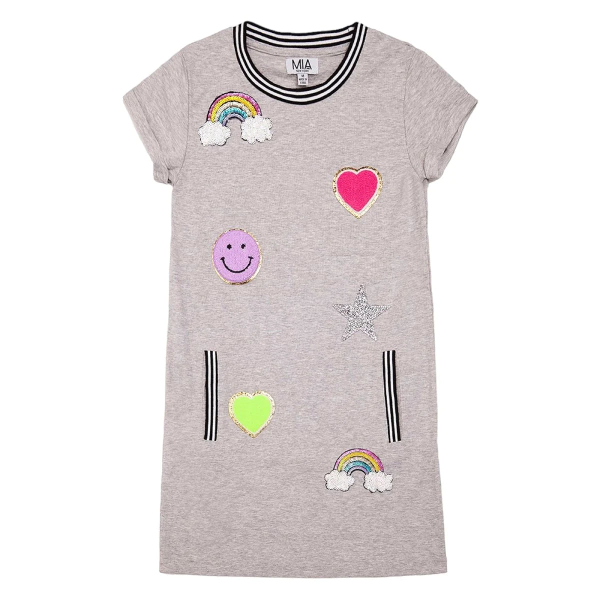 love patches dress - mia new york - kids clothing dress - teragrams childrens boutique